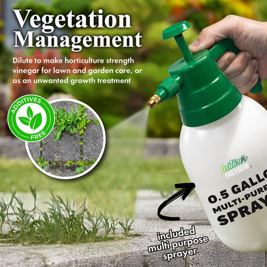 Nature's Freedom 45% Vinegar with Sprayer - Weed Killer for Driveways and Gardens