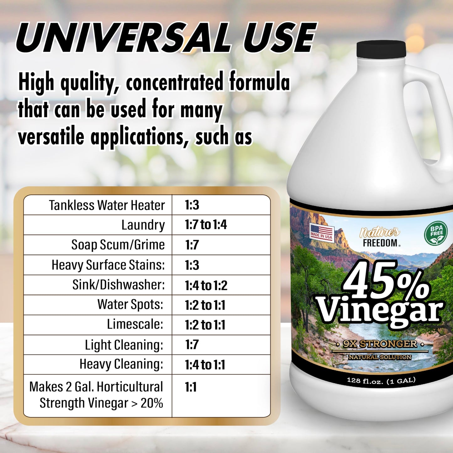 45% High Strength Vinegar (4Gallon) 9x Strength Multi-Purpose Solution