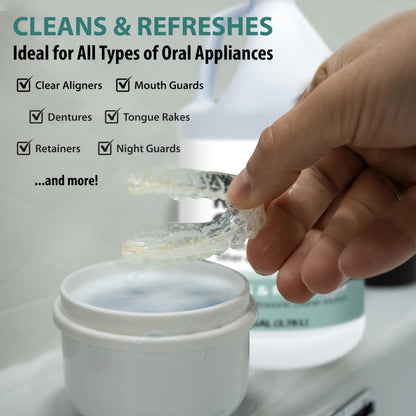 Nature's Freedom Retainer Cleaner - Daily Cleaning Solution for Retainers, Invisalign, Mouth Guards & Dentures, Gentle & Effective