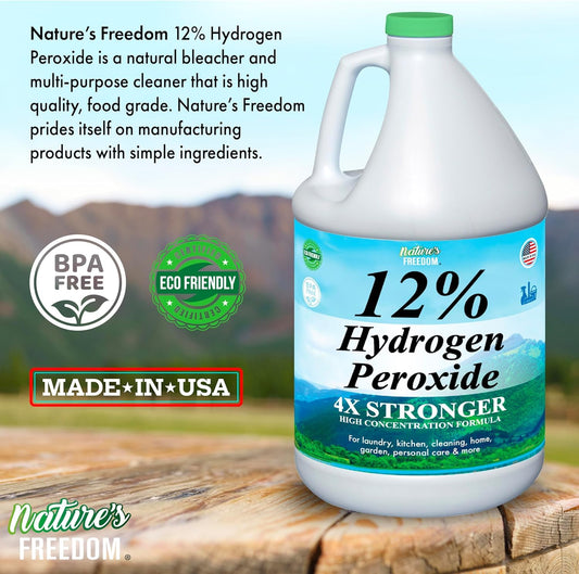 Nature's Freedom 12% Food Grade Hydrogen Peroxide - NSF Certified 1 Gallon Bottle