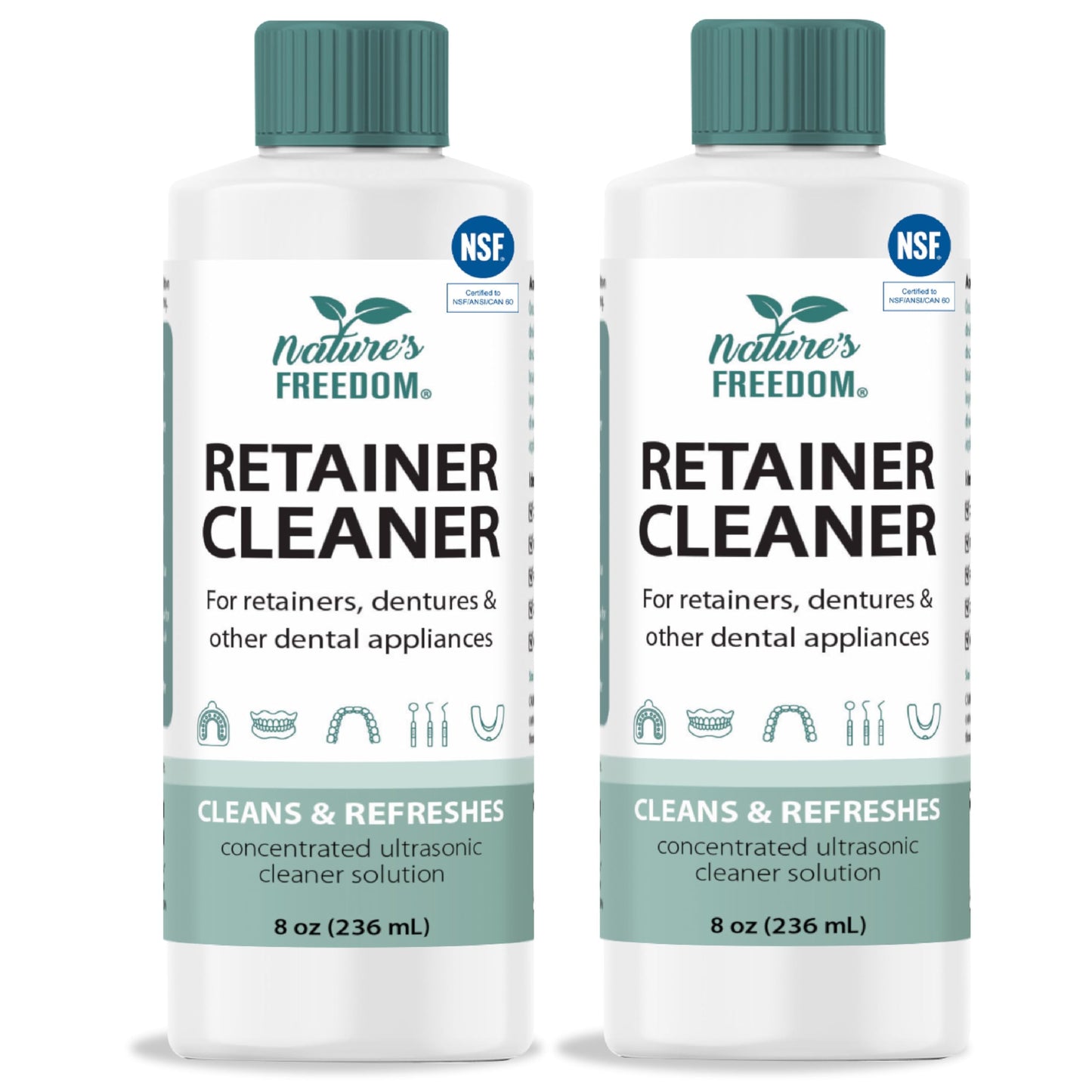 Nature's Freedom Retainer Cleaner - Daily Cleaning Solution for Retainers, Invisalign, Mouth Guards & Dentures, Gentle & Effective