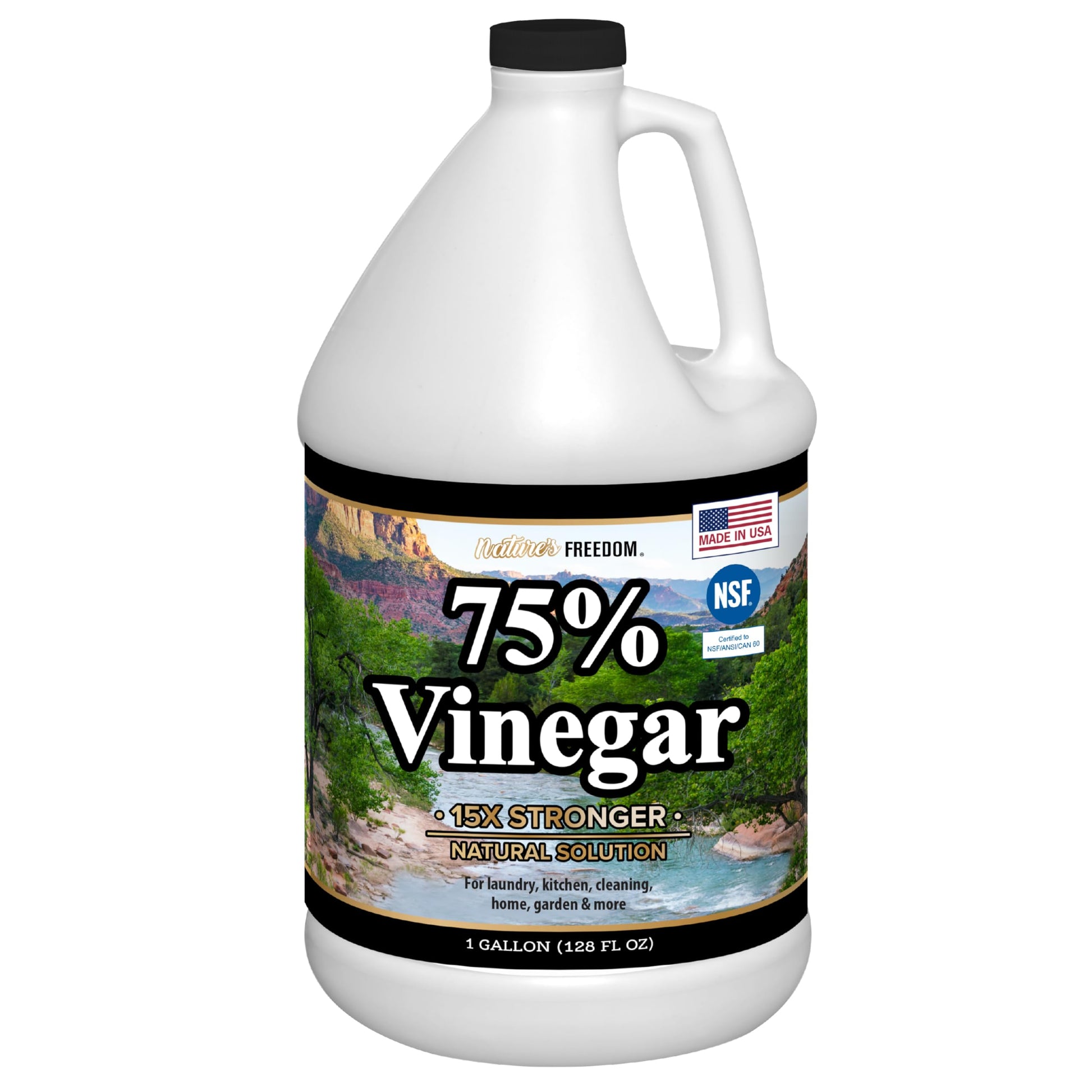 Nature's Freedom 75% vinegar gallon jug, NSF certified, 15x stronger natural solution 