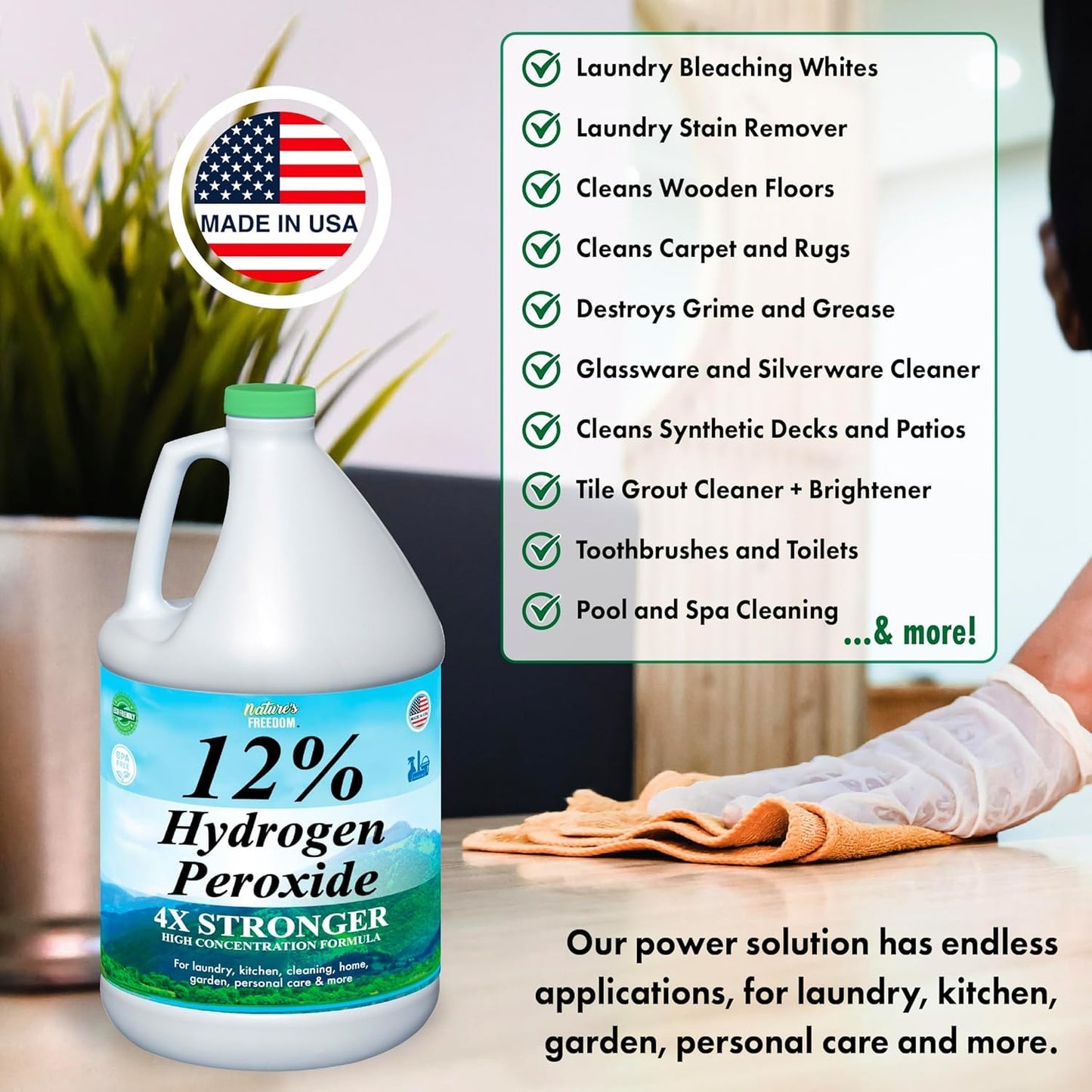 Nature's Freedom 12% Hydrogen Peroxide, Food Grade H2O2 and Purified Water Only