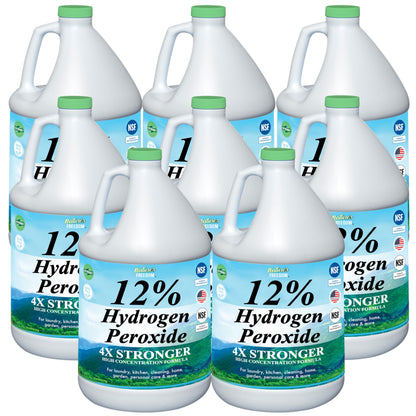 Nature's Freedom 12% Food Grade Hydrogen Peroxide – H2O2 Solution with Purified Water Only – 8 Gallons, NSF Listed