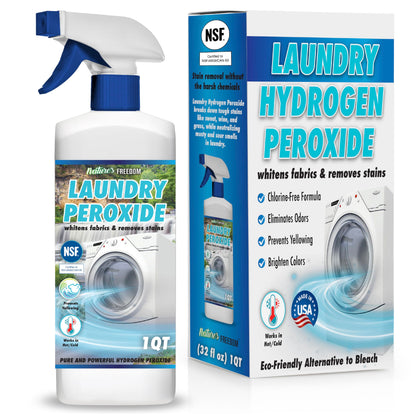Nature's Freedom Laundry Peroxide – Tough Stain & Odor Remover – Chlorine-Free Whitening Solution – 30