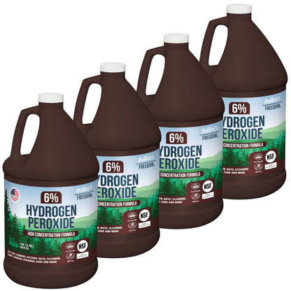 Nature's Freedom 6% hydrogen peroxide gallon jugs, NSF certified, pack of four