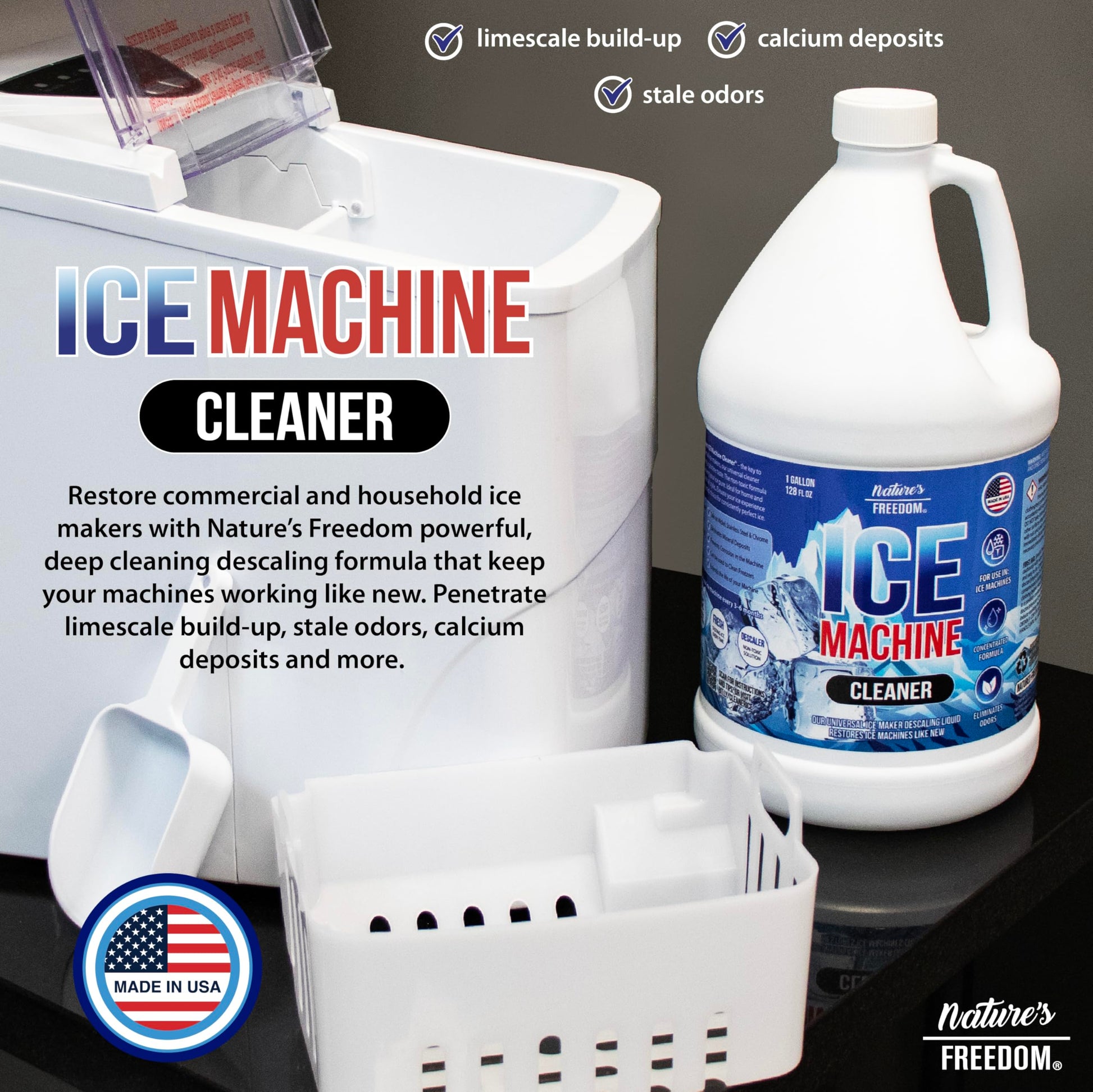 Nature's Freedom Ice Machine Cleaner - Deep Cleans Commercial and Home Ice Makers