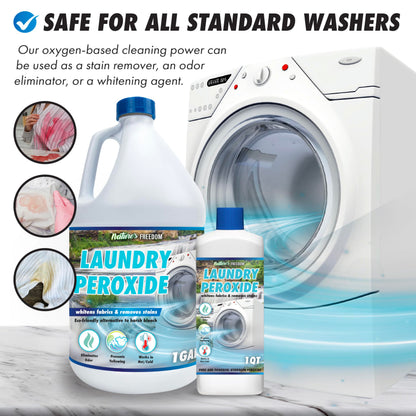 Nature's Freedom Laundry Peroxide – Tough Stain & Odor Remover – Chlorine-Free Whitening Solution – 30