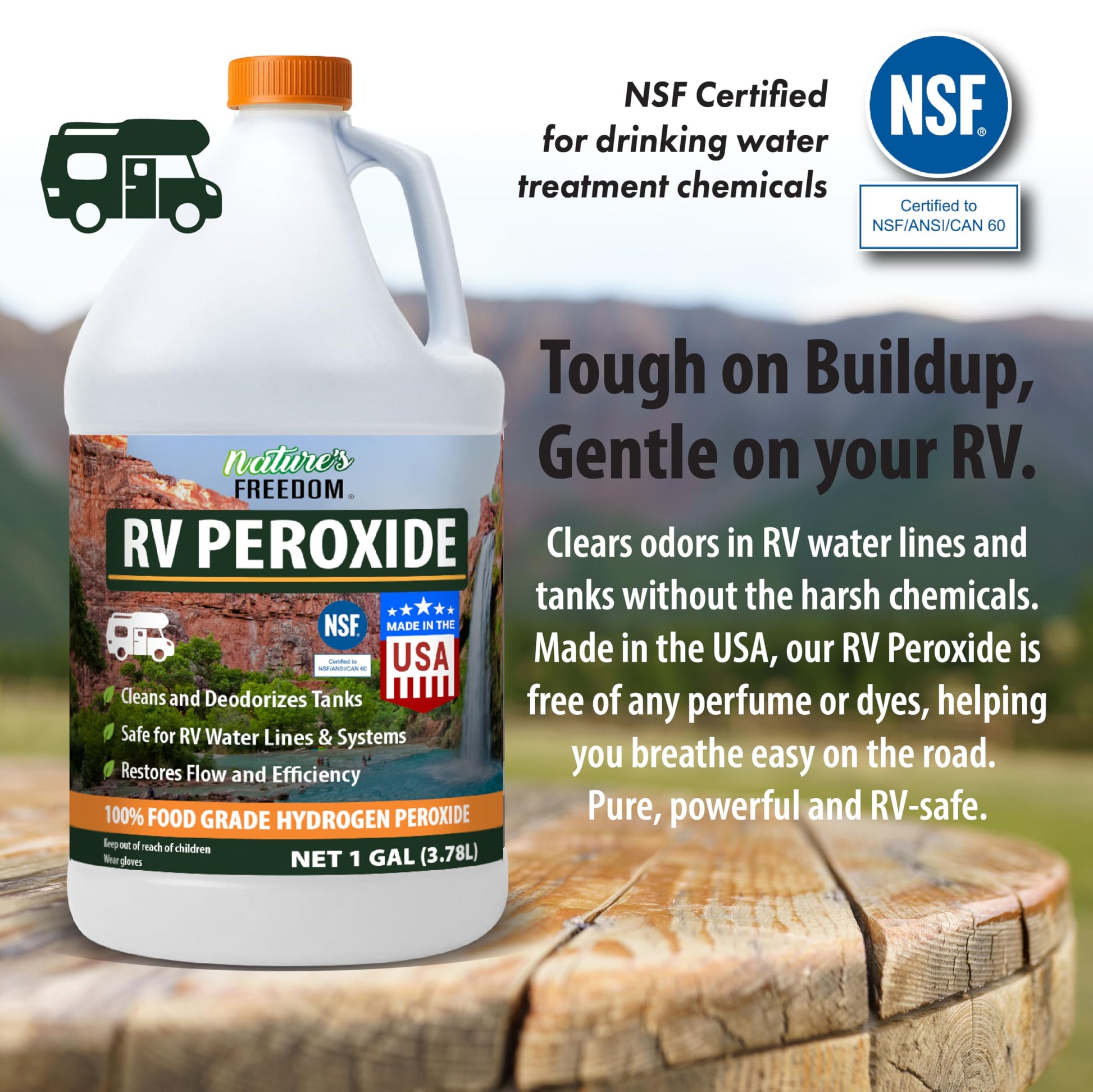 Nature's Freedom RV Hydrogen Peroxide - Safe for Drinking Water Systems