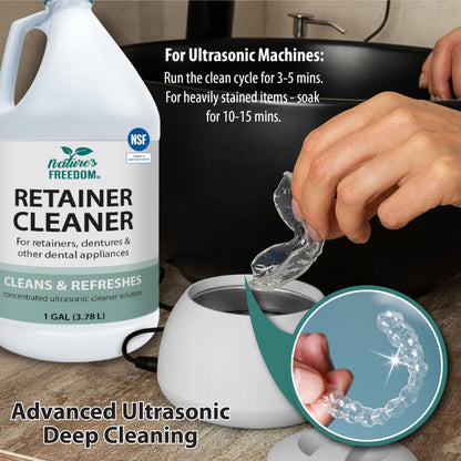 Nature's Freedom Retainer Cleaner - Daily Cleaning Solution for Retainers, Invisalign, Mouth Guards & Dentures, Gentle & Effective