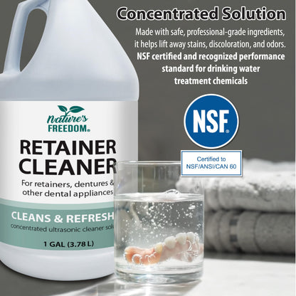 Nature's Freedom Retainer Cleaner - Daily Cleaning Solution for Retainers, Invisalign, Mouth Guards & Dentures, Gentle & Effective