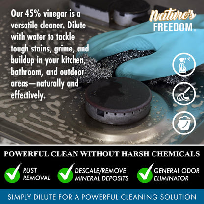 Nature's Freedom 45% Concentrated Vinegar, NSF Certified, 1 Gallon with Garden Pump Sprayer