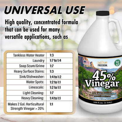 Nature's Freedom 45% Concentrated Vinegar, NSF Certified, 1 Gallon with Garden Pump Sprayer