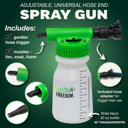 Nature's Freedom 45% Concentrated Vinegar with Hose End Sprayer, NSF Certified, 1 Gallon - Dilutes to 9 Gallons - 9x Strength Multi-Purpose Solution