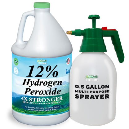 Nature's Freedom 12% Hydrogen Peroxide, Food Grade H2O2 and Purified Water Only