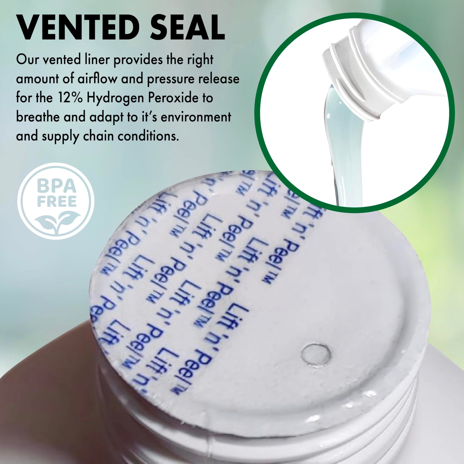 Nature's Freedom 12% Food Grade Hydrogen Peroxide vented seal