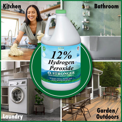 Nature's Freedom 12% Hydrogen Peroxide, NSF Listed, 1 Gallon with “How to Do Everything with 12% Hydrogen Peroxide” Cleaning Book – Pure H2O2 for Home & Surface Cleaning