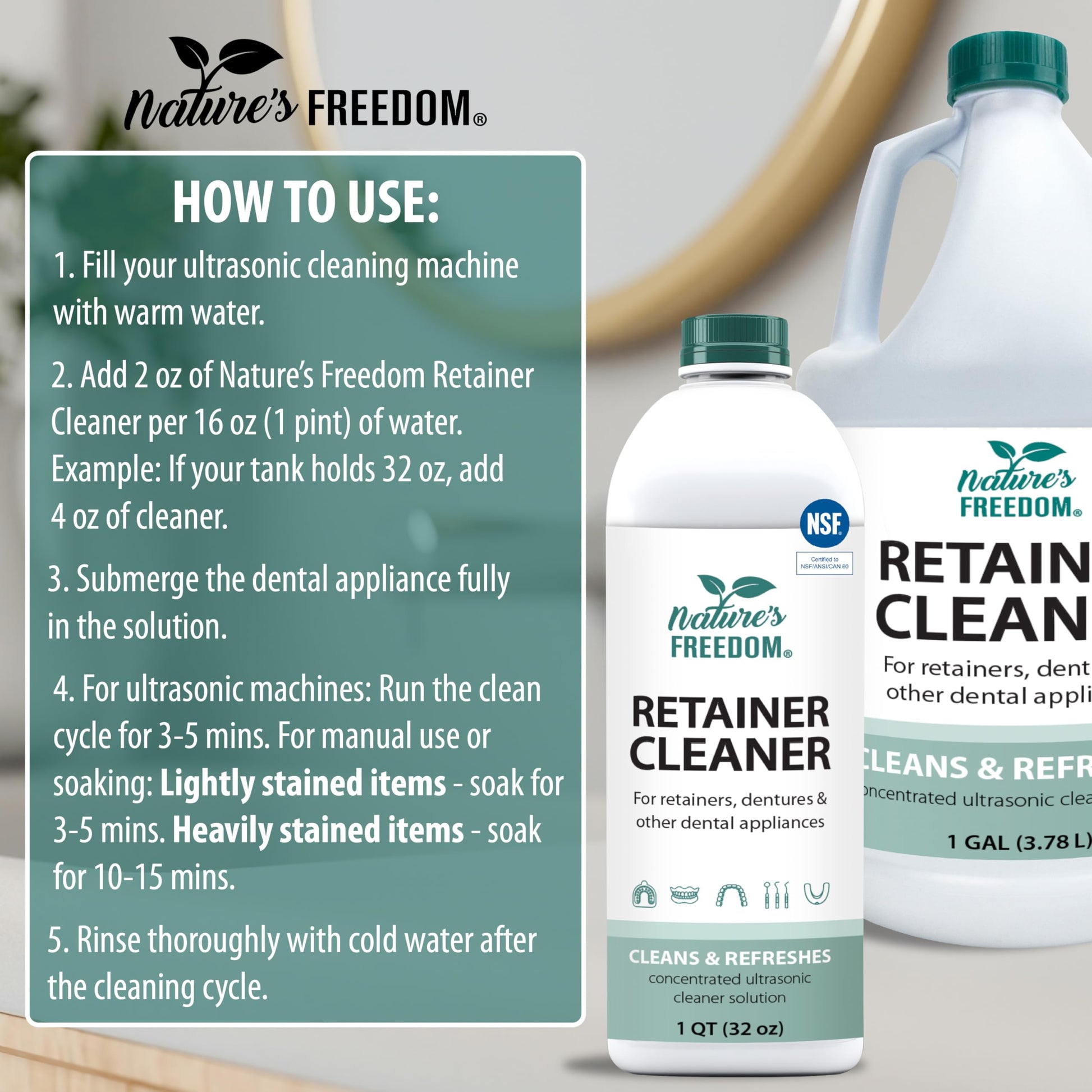 Nature's Freedom retainer cleaner how to use guide