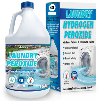 Nature's Freedom Laundry Peroxide – Tough Stain & Odor Remover – Chlorine-Free Whitening Solution – 30