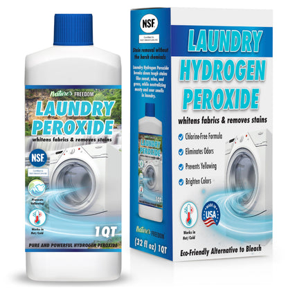 Nature's Freedom Laundry Peroxide – Tough Stain & Odor Remover – Chlorine-Free Whitening Solution – 30
