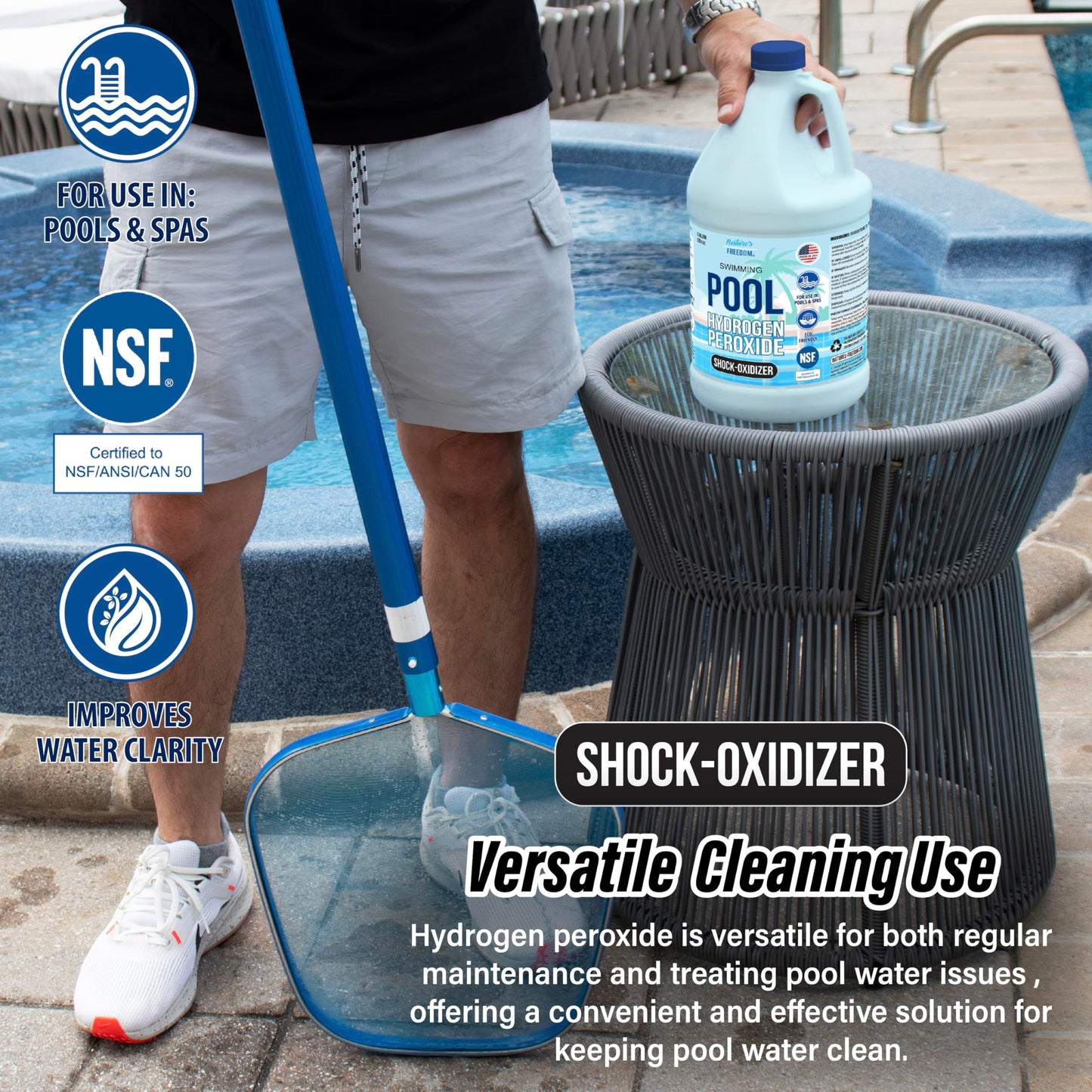 Nature's Freedom 12% Hydrogen Peroxide Pool & Spa Non-Chlorine Shock Oxidizer