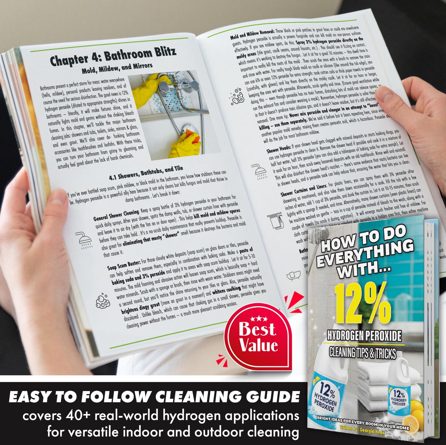 Nature's Freedom 12% Hydrogen Peroxide, NSF Listed, 1 Gallon with “How to Do Everything with 12% Hydrogen Peroxide” Cleaning Book – Pure H2O2 for Home & Surface Cleaning