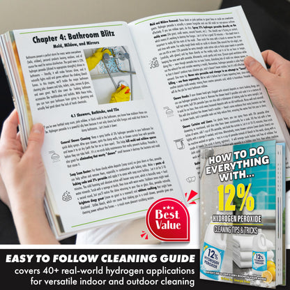 Nature's Freedom 12% Hydrogen Peroxide, NSF Listed, 1 Gallon with “How to Do Everything with 12% Hydrogen Peroxide” Cleaning Book – Pure H2O2 for Home & Surface Cleaning