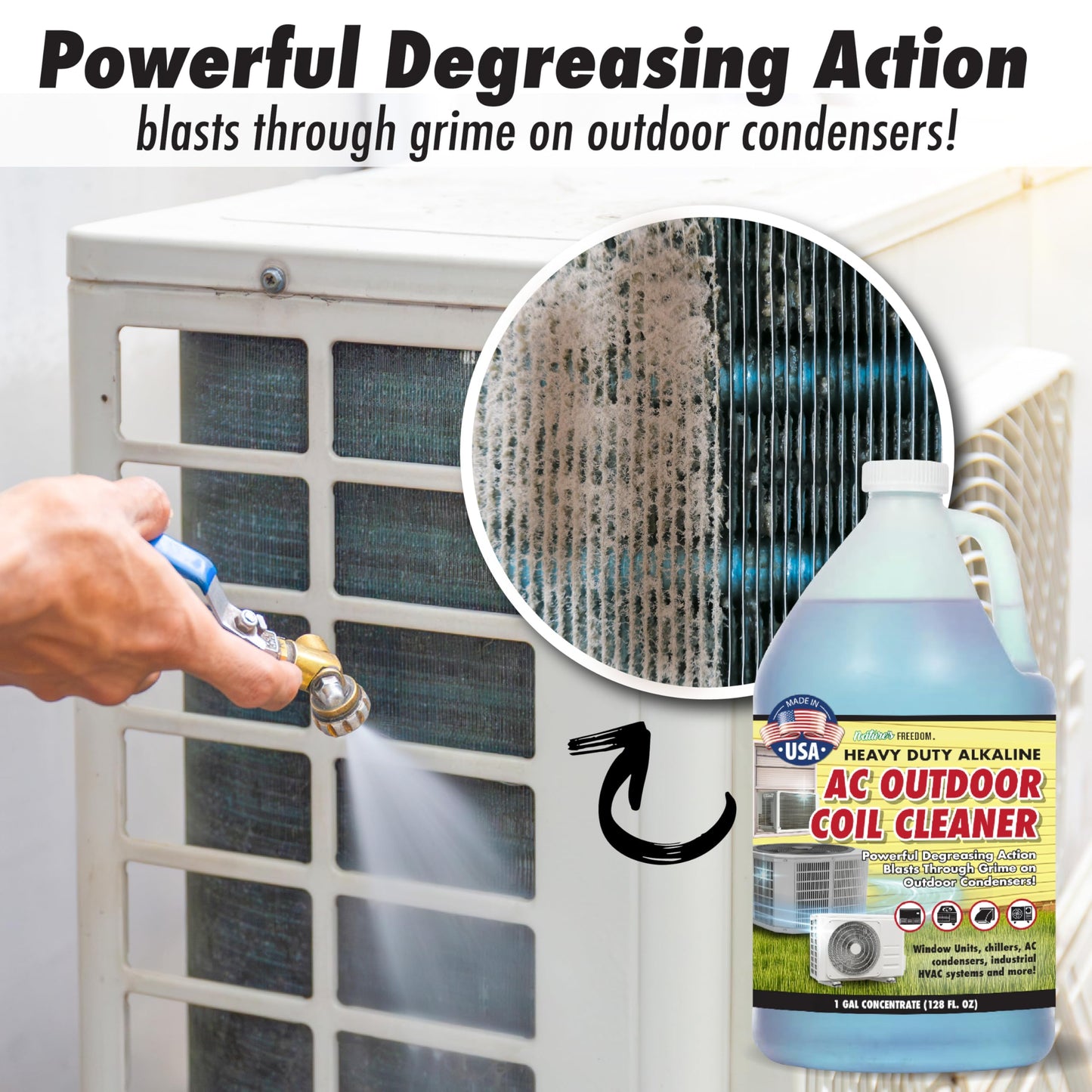 Nature's Freedom AC Coil Cleaner – Intense Foaming Formula for Outdoor HVAC Units