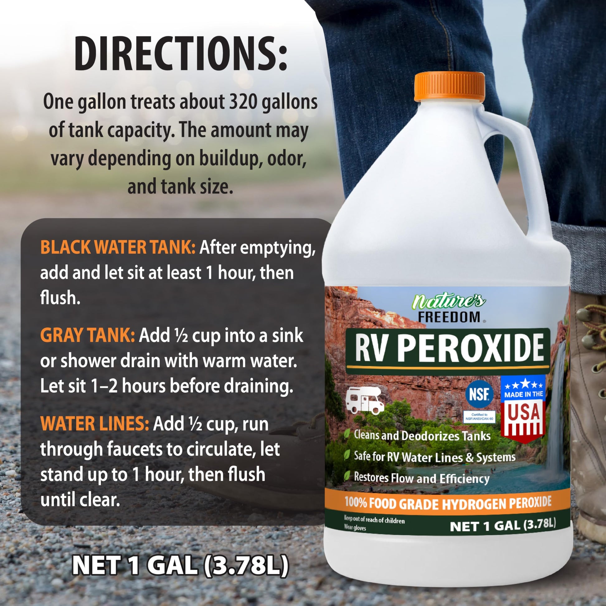 Nature's Freedom RV Hydrogen Peroxide - NSF Certified Formula