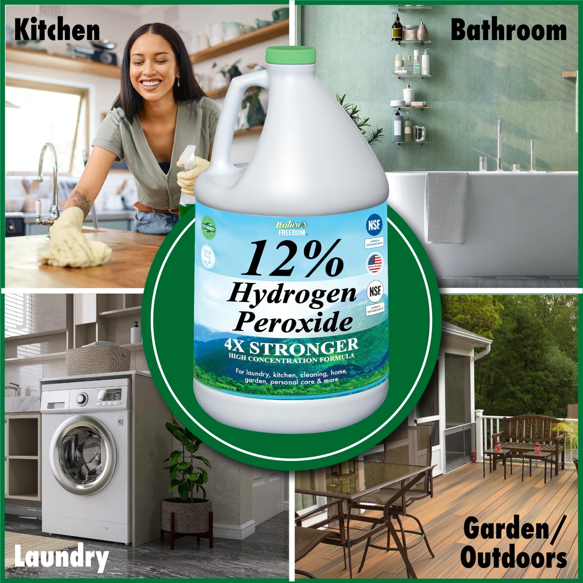 Nature's Freedom 12% Food Grade Hydrogen Peroxide - NSF Certified Features