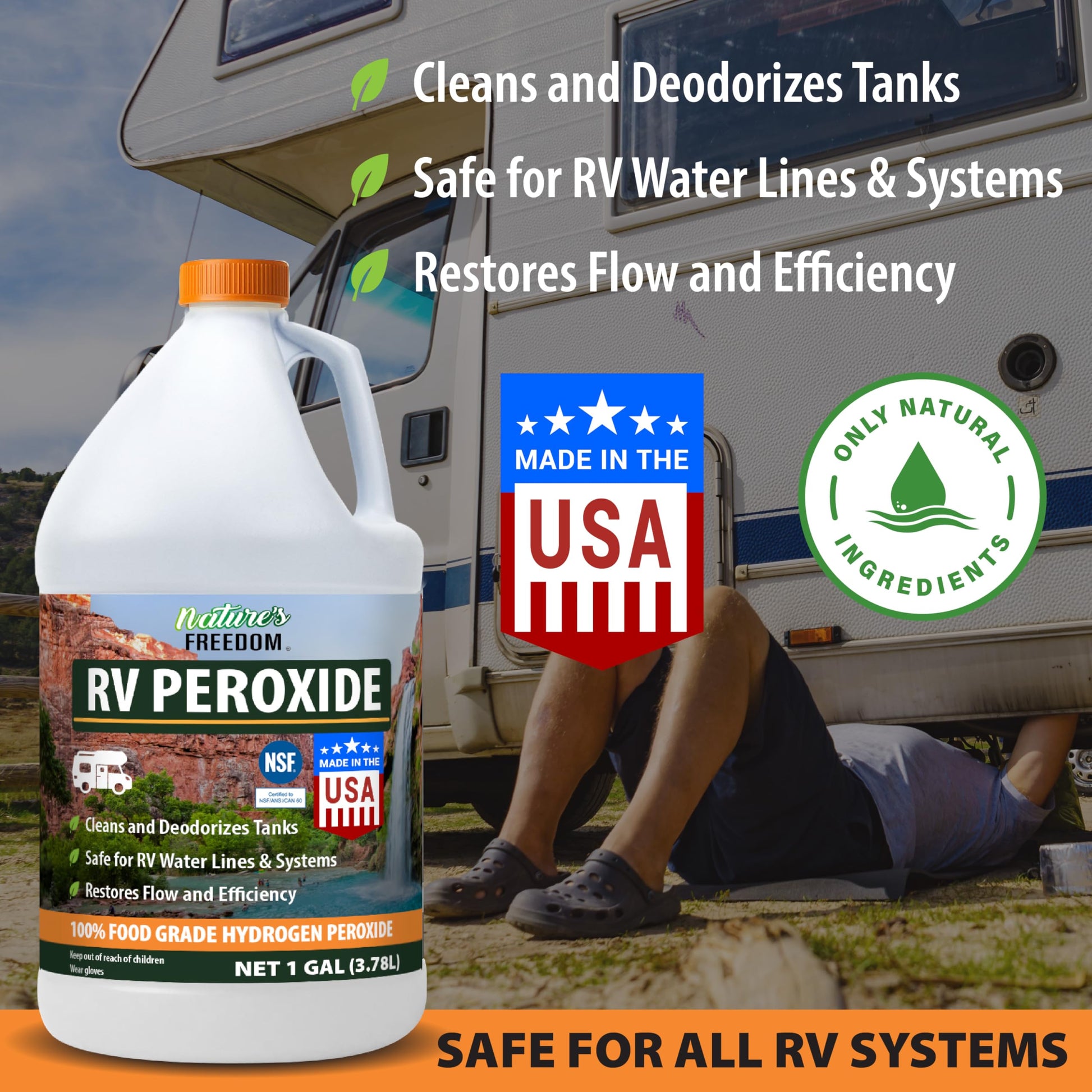 Nature's Freedom RV Hydrogen Peroxide - Product Front Label
