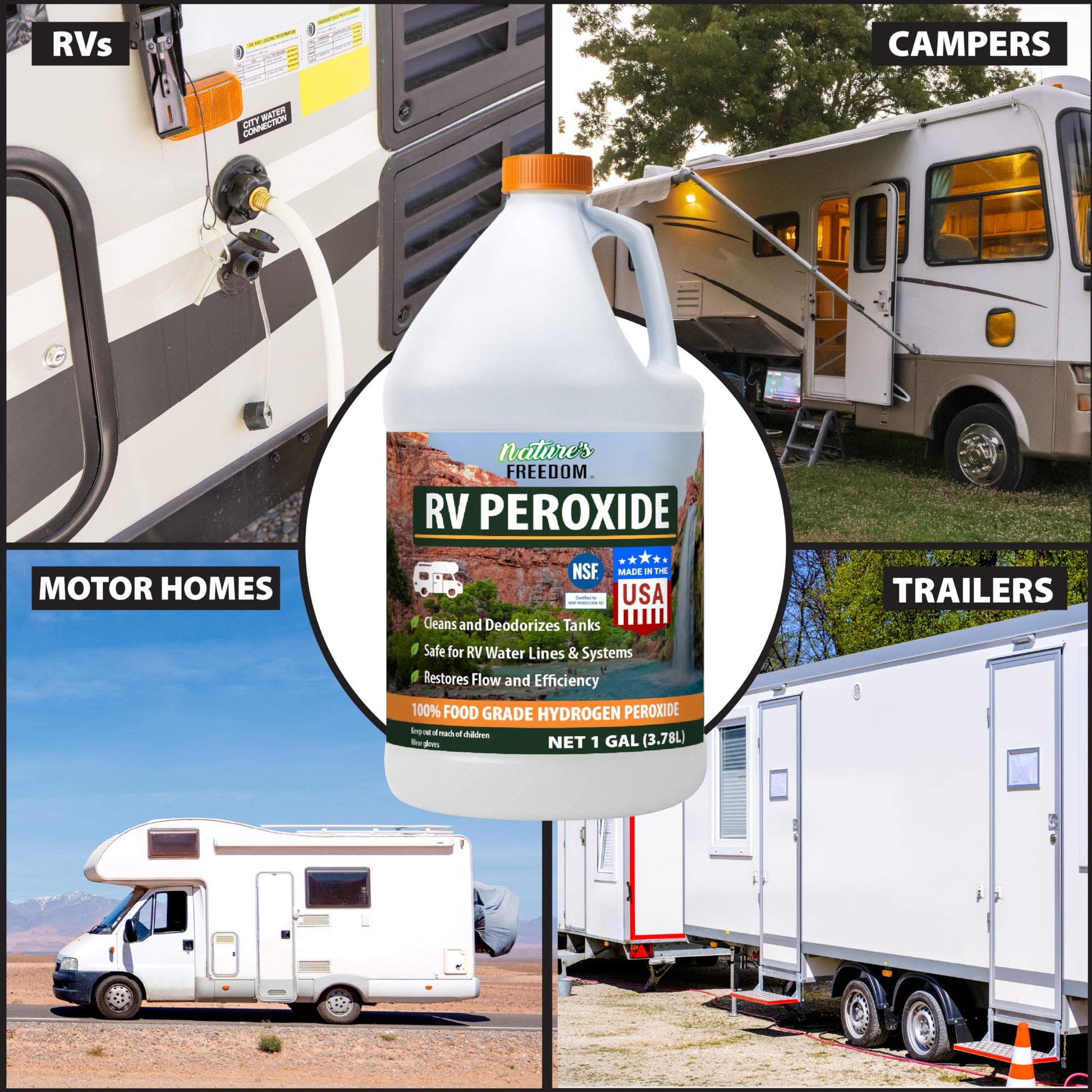 Nature's Freedom RV Hydrogen Peroxide - Deodorizes and Purifies RV Water