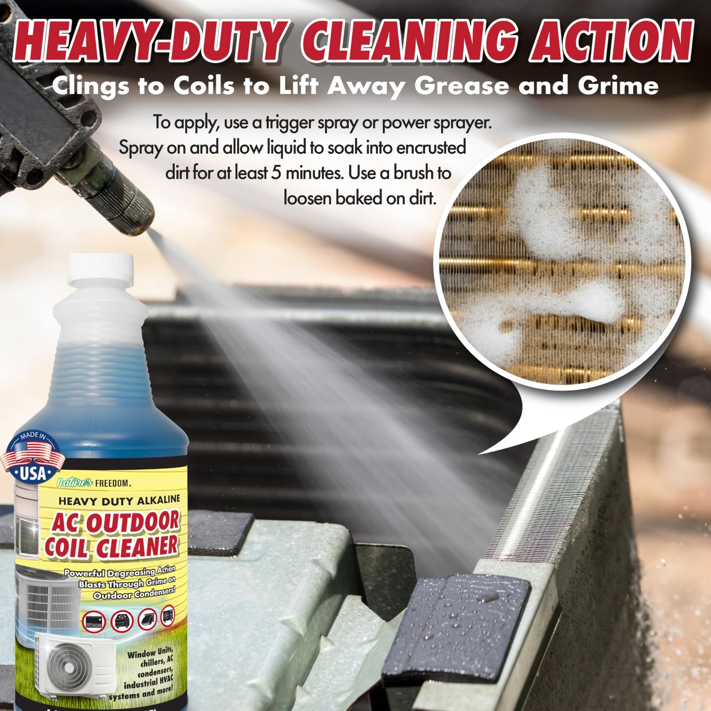 Nature's Freedom AC Coil Cleaner – Intense Foaming Formula for Outdoor HVAC Units
