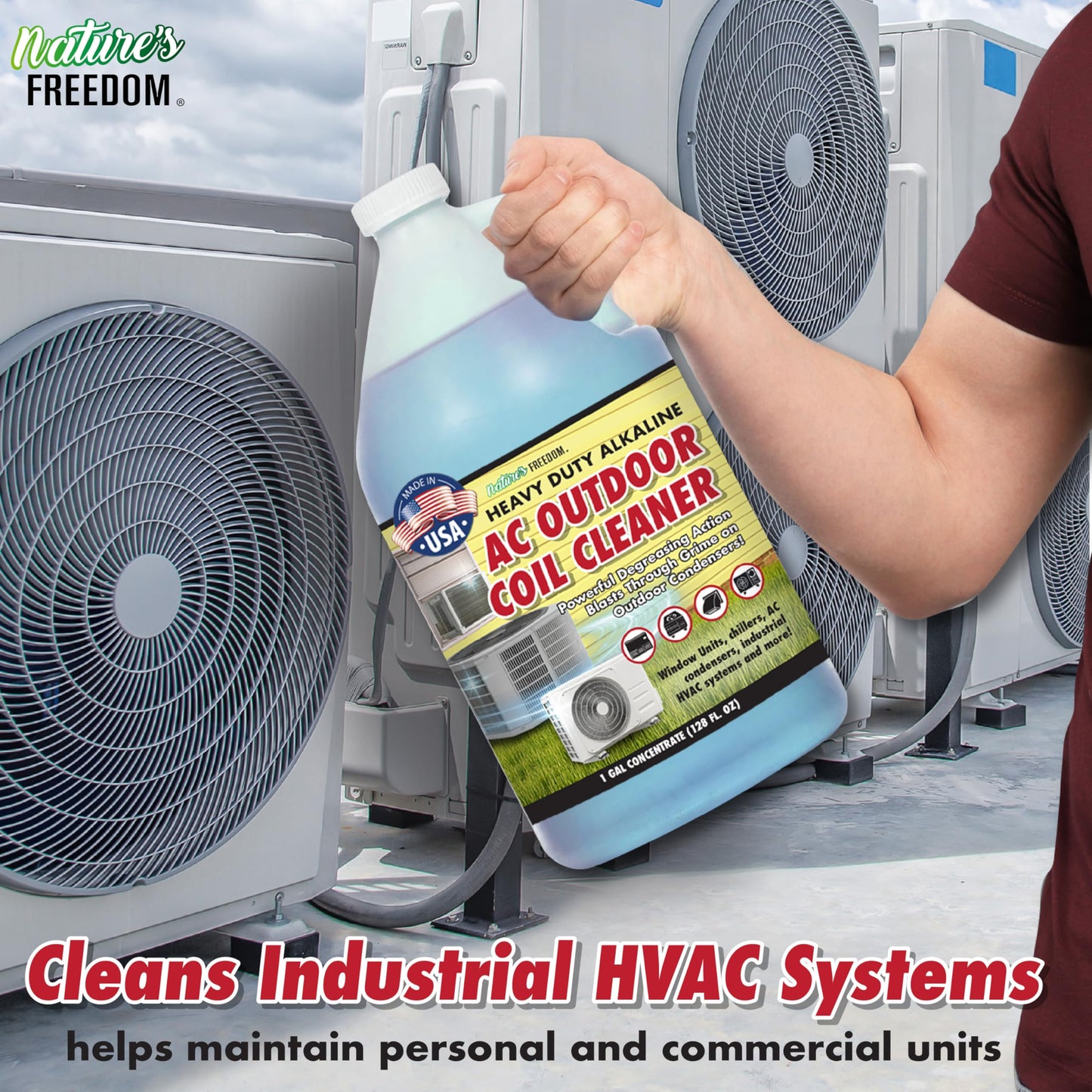 Natural's Freedom HVAC Outdoor Coil Cleaner Gallon with Pump Sprayer