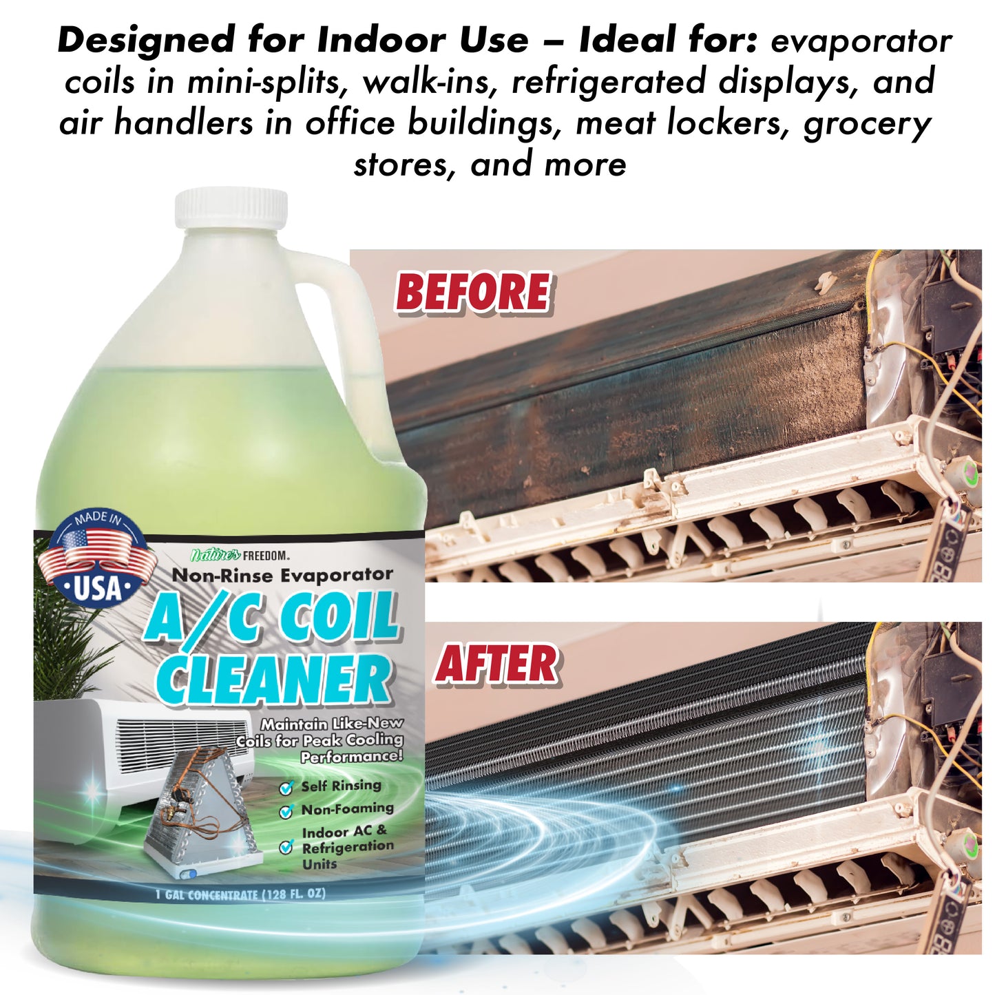 Indoor AC Coil Cleaner with Hose End Sprayer - 1 Gallon