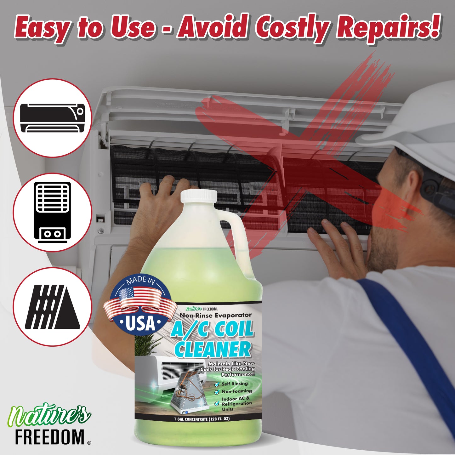 Indoor AC Coil Cleaner with Hose End Sprayer - 1 Gallon