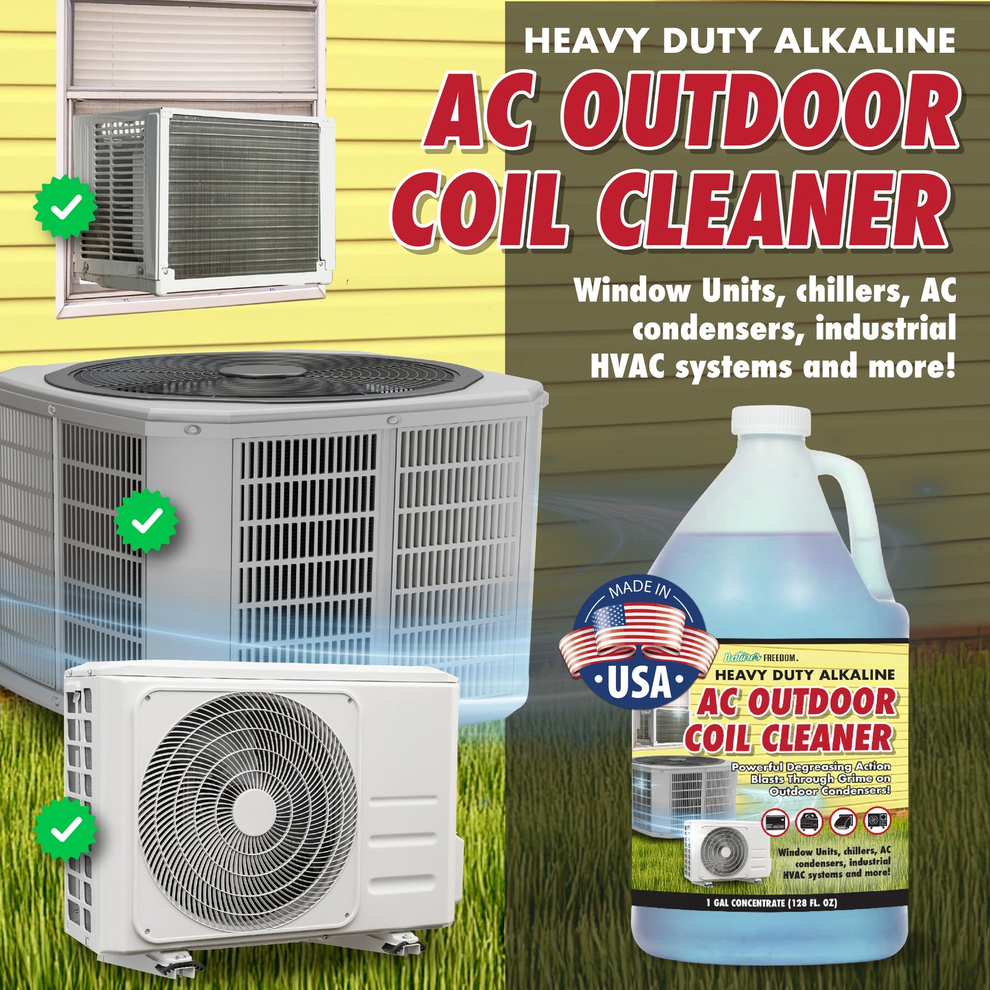 Outdoor HVAC Coil Cleaner with Hose End Sprayer – 1 Gallon