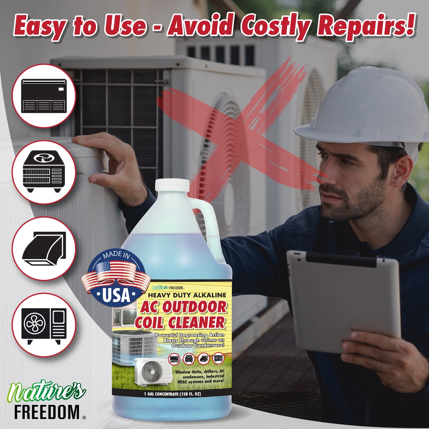 Outdoor HVAC Coil Cleaner with Hose End Sprayer – 1 Gallon