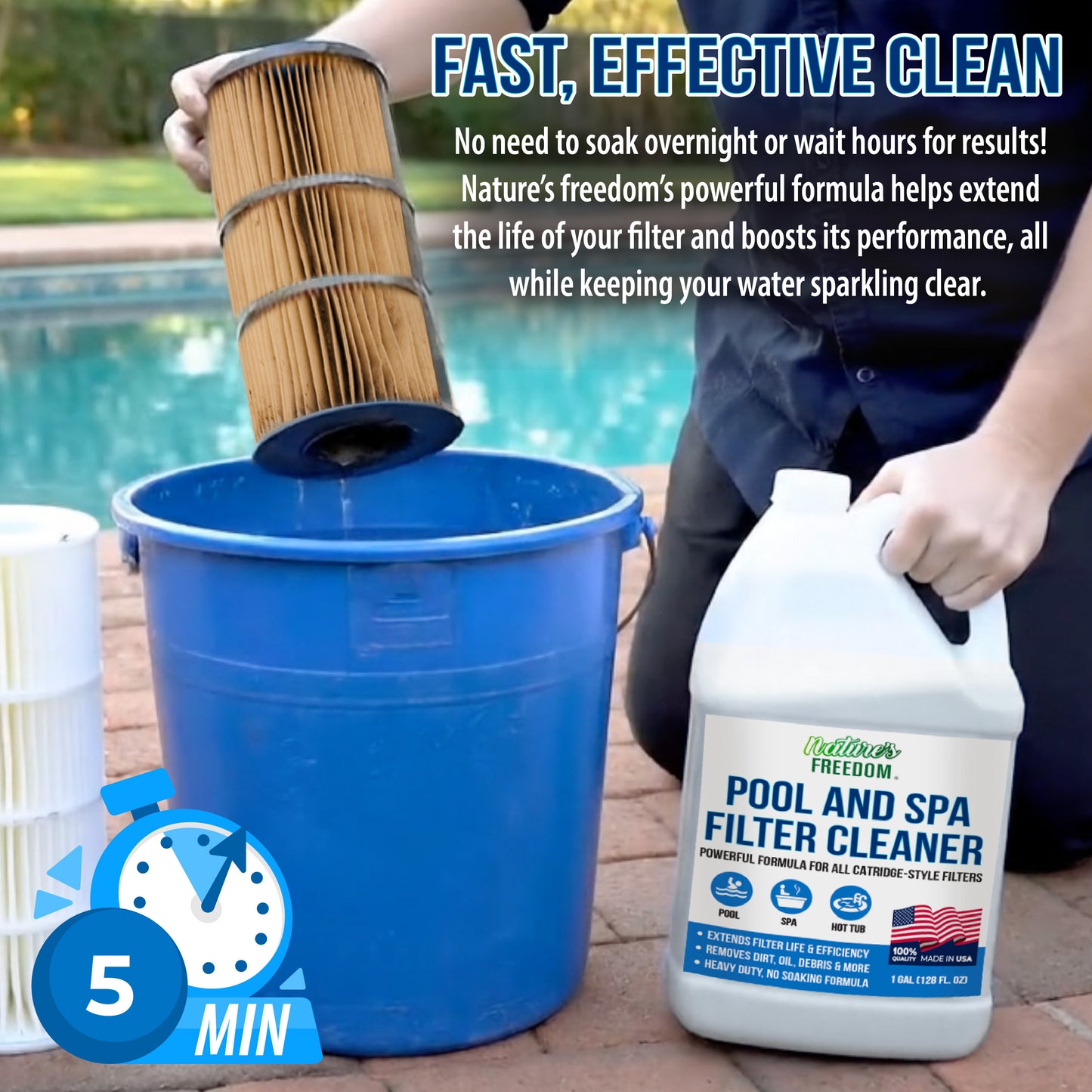 Pool and Spa Filter Cleaner with Hose End Sprayer -1 Gallon