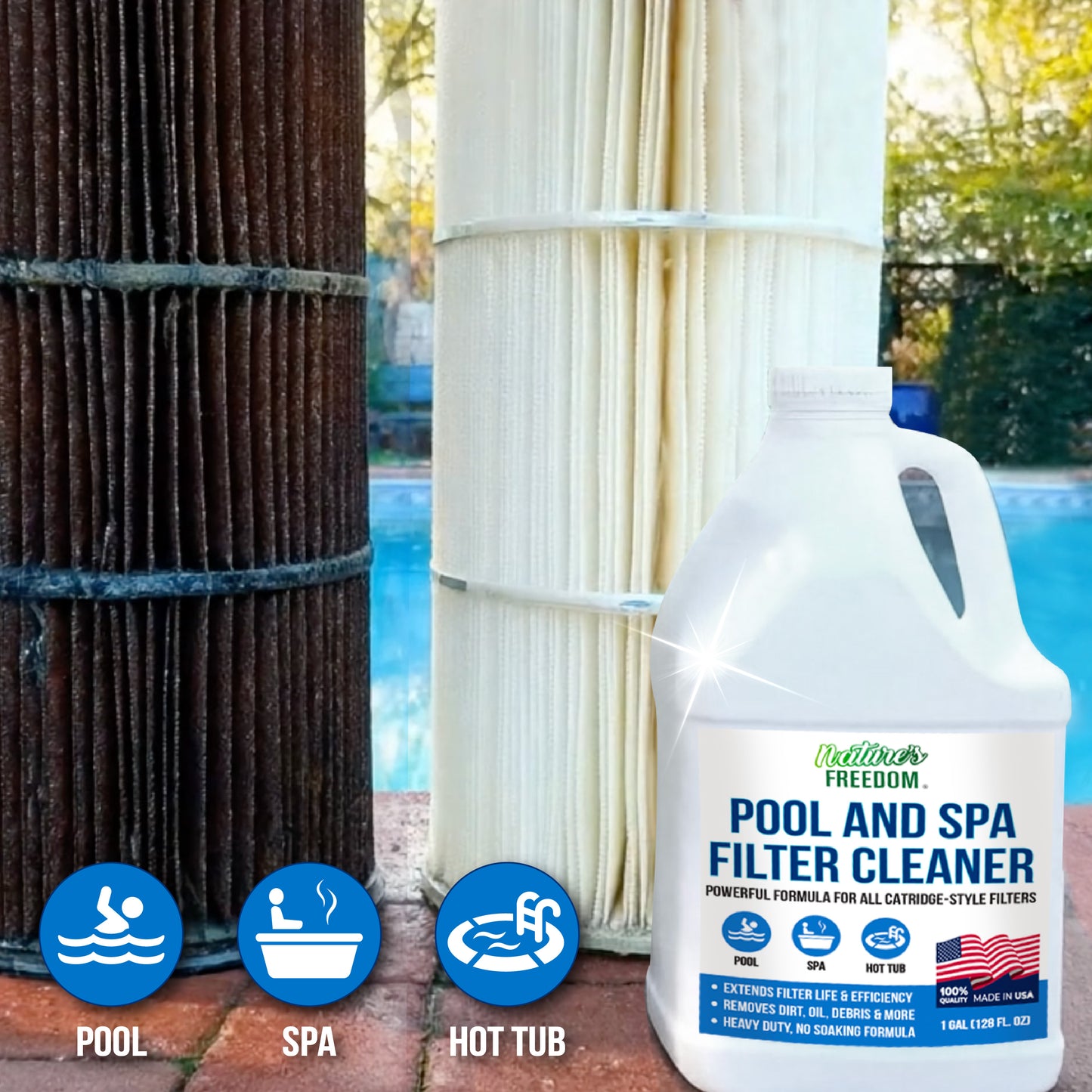 Pool and Spa Filter Cleaner with Hose End Sprayer -1 Gallon