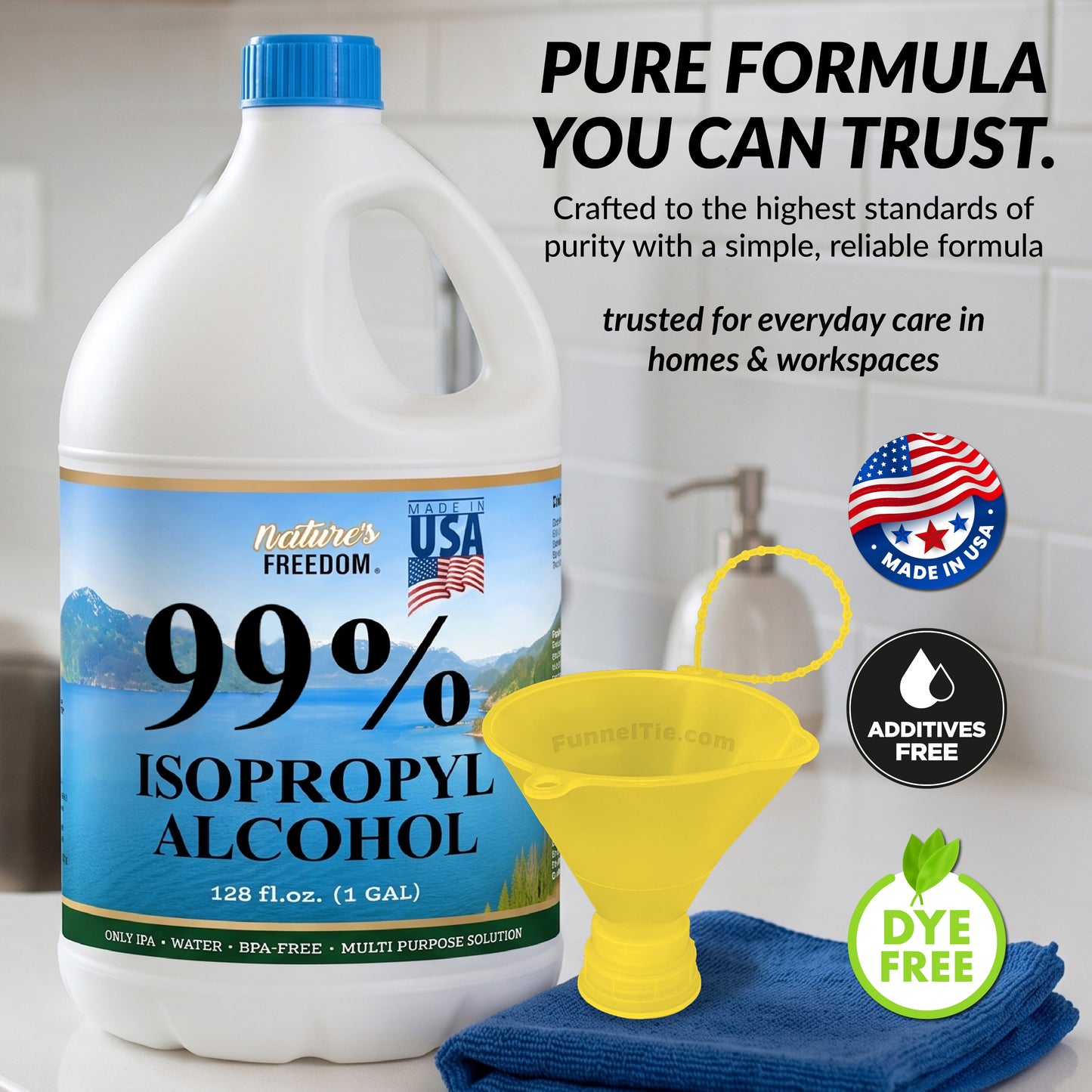 Nature's Freedom 99% Isopropyl Alcohol (IPA) with Pour Funnel