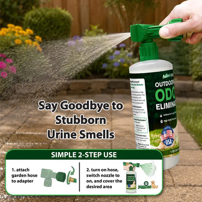 Nature's Freedom Outdoor Pet Odor Eliminator - Hose-End Quart Spray - Tea Tree and Eucalyptus - No Harsh Enzymes - Turf, Kennels, Patios, Decks