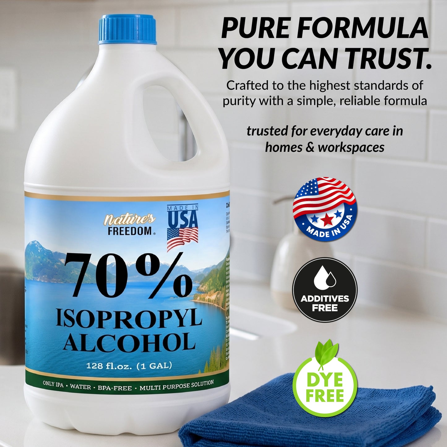 Nature's Freedom 70% Isopropyl Alcohol (IPA) with Pour Funnel