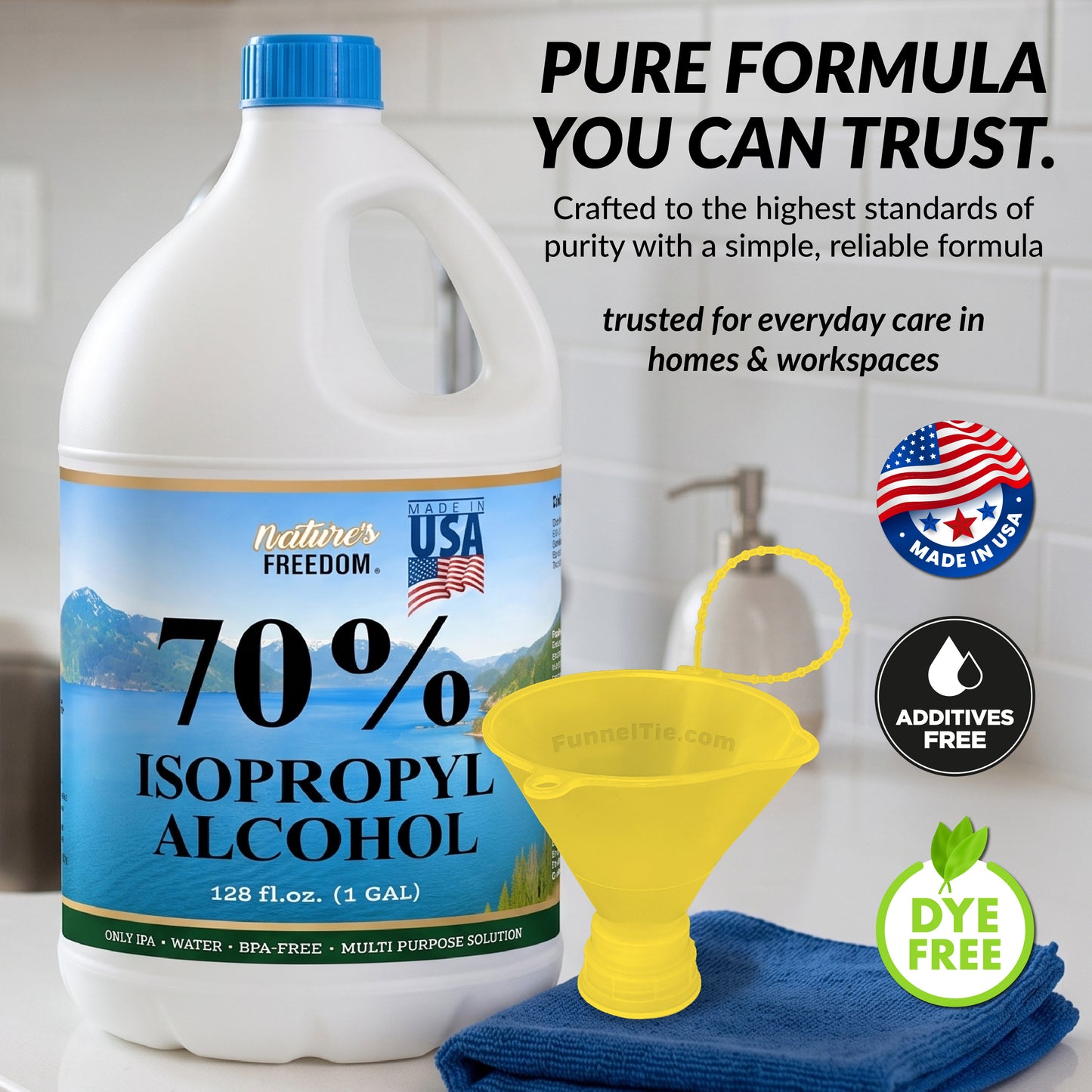 Nature's Freedom 70% Isopropyl Alcohol (IPA) with Pour Funnel