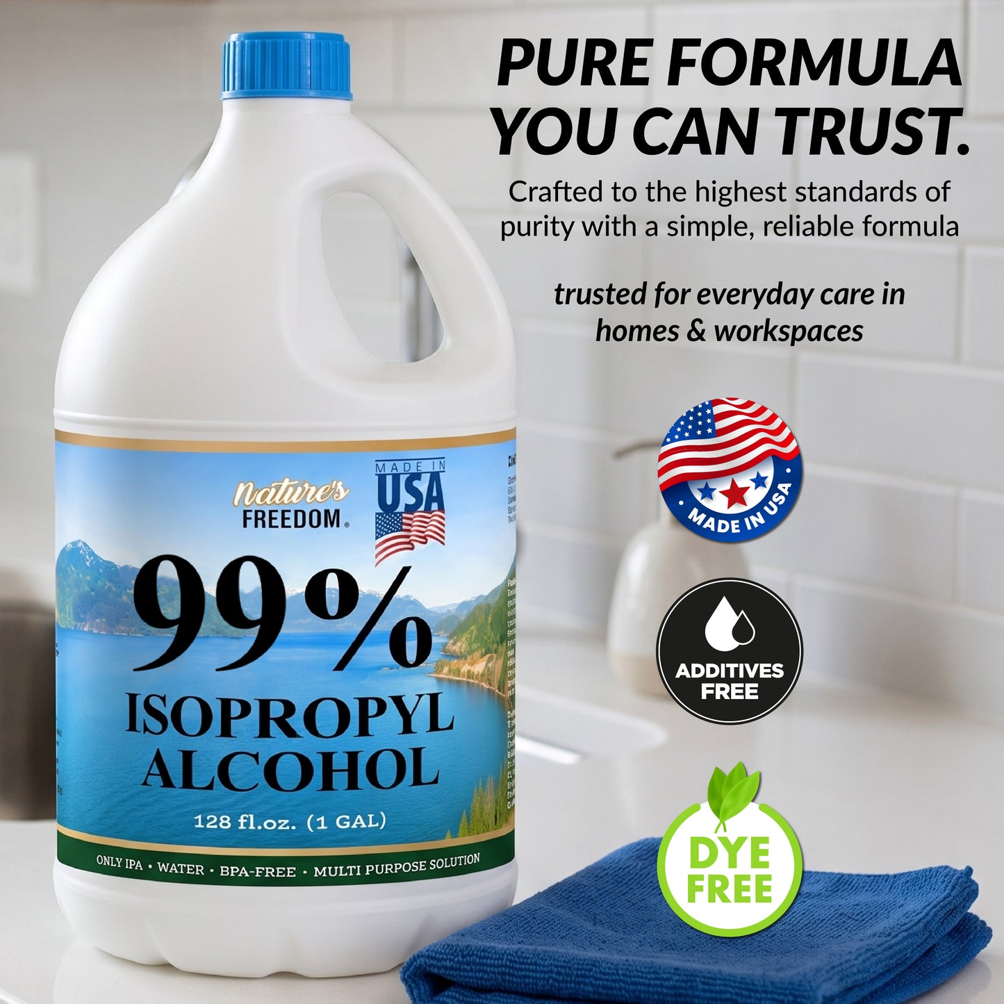 Nature's Freedom 99% Isopropyl Alcohol (IPA) with Pour Funnel