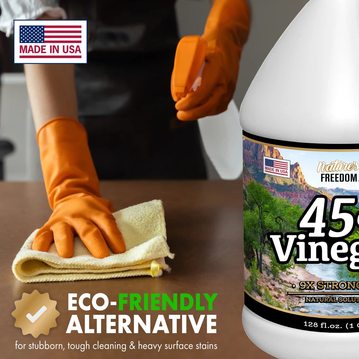 Nature's Freedom 45% vinegar eco-friendly alternative for tough cleaning and heavy surface stains