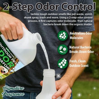 Nature's Freedom outdoor pet urine odor remover 2-step odor control neutralizes molecules and breaks down organic compounds