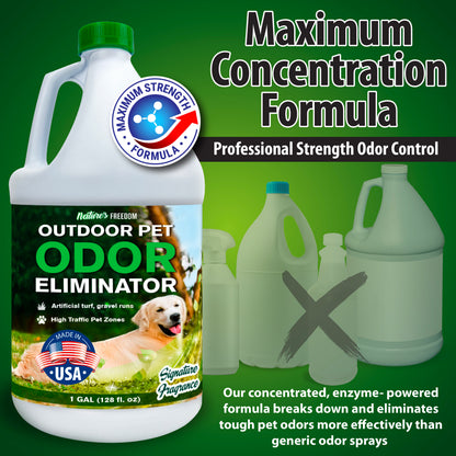 Nature's Freedom outdoor pet odor eliminator maximum concentration professional strength formula more effective than generic sprays